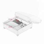 Canapé en chenille avec dossier et accoudoirs cylindriques et siège de rangement