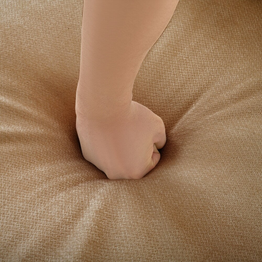 Canapé en chenille avec dossier et accoudoirs cylindriques et siège de rangement