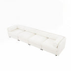 Canapé en chenille avec dossier et accoudoirs cylindriques et siège de rangement