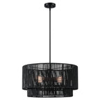 Lustre tambour en rotin noir à 4 lumières Cynthia - 22 po de largeur