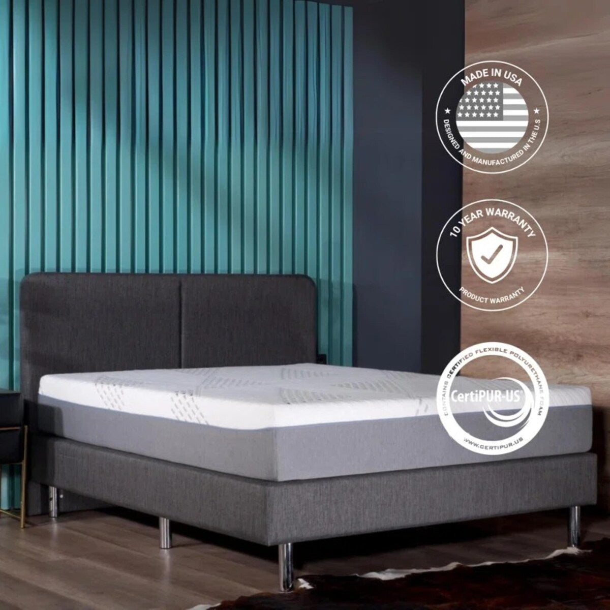 Matelas hybride Cypress 10 pouces à ressorts ensachés en gel rafraîchissant moyen, housse amovible par BRN