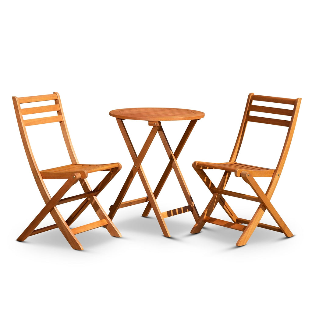 Ensemble bistro 3 pièces Twin Lakes de DTY Outdoor Living, rond, en eucalyptus, huile naturelle