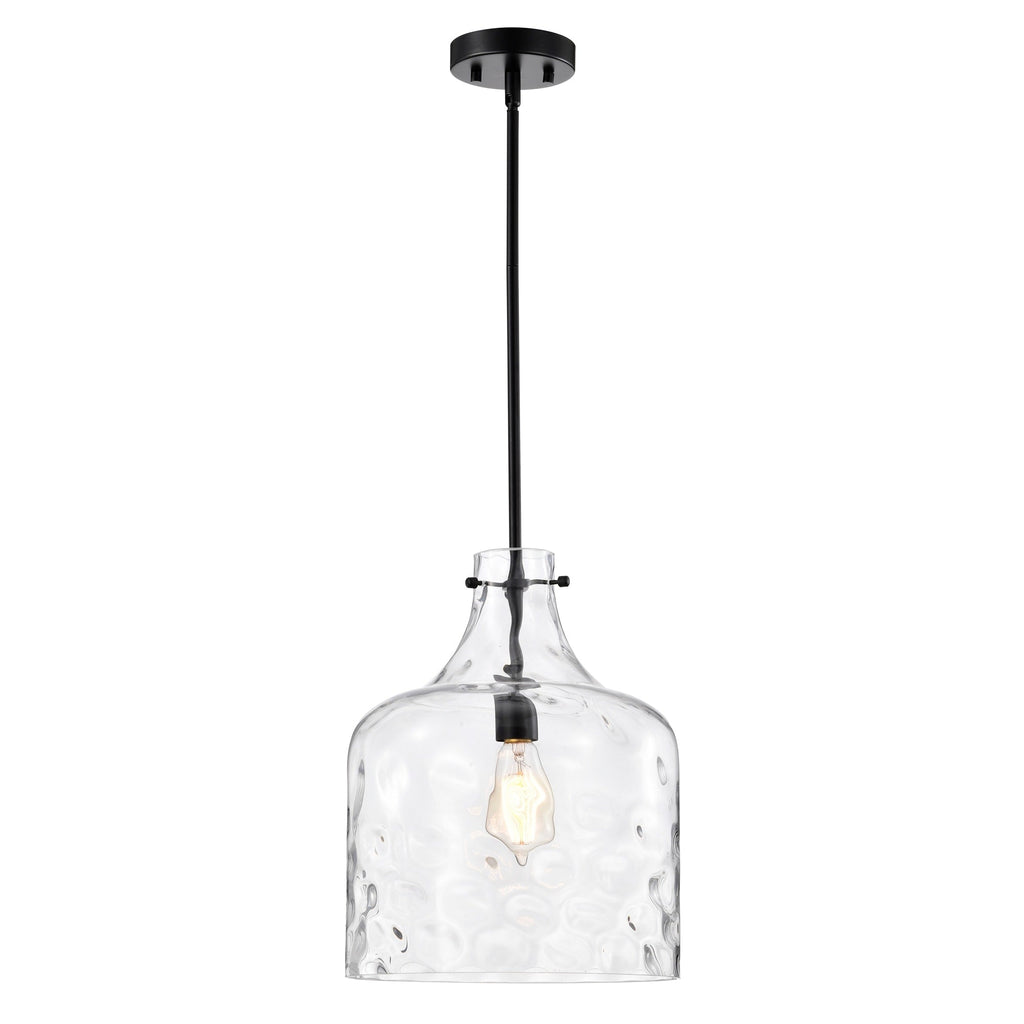 Suspension Daelan en verre transparent alvéolé à une lumière - 12 po
