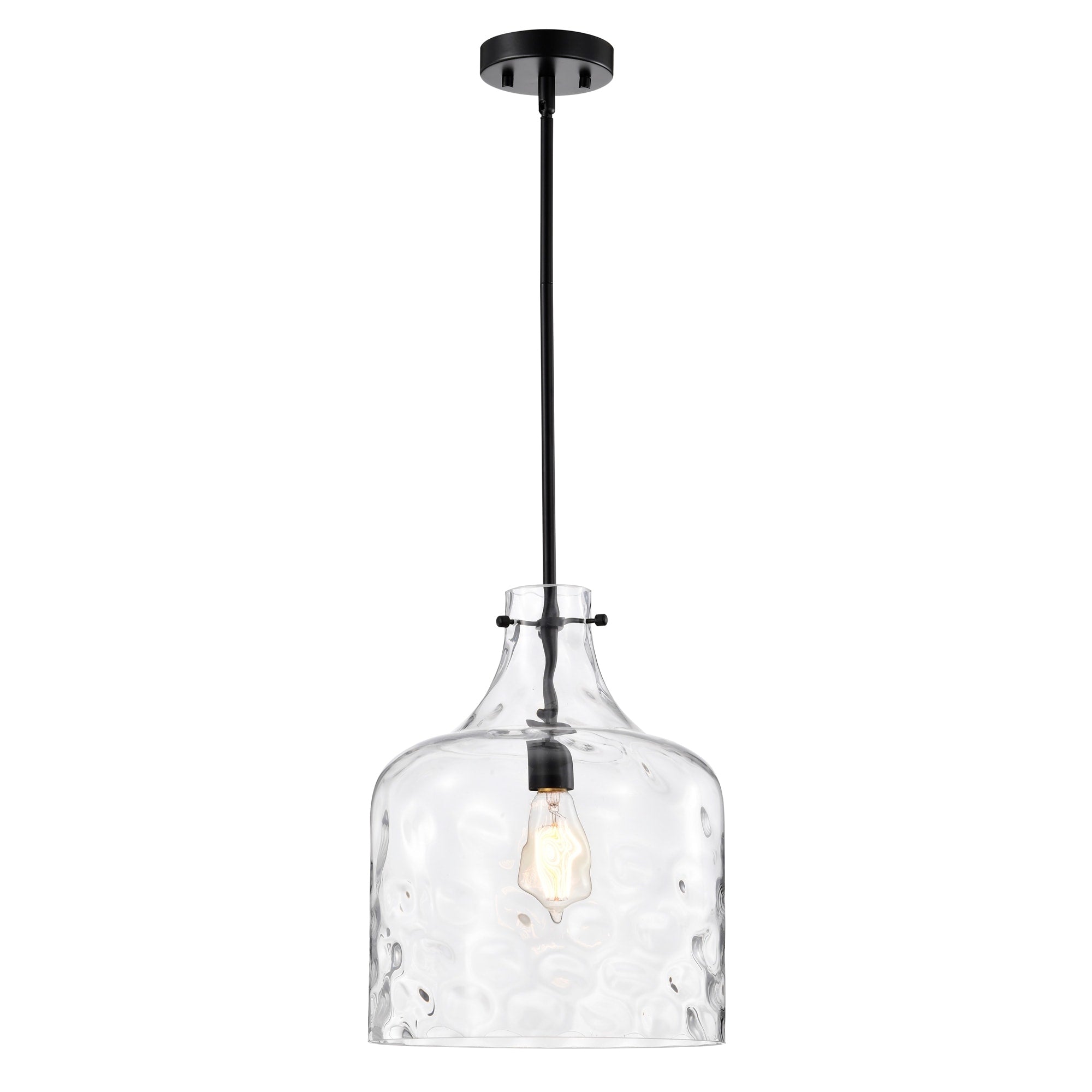 Suspension Daelan en verre transparent alvéolé à une lumière - 12 po