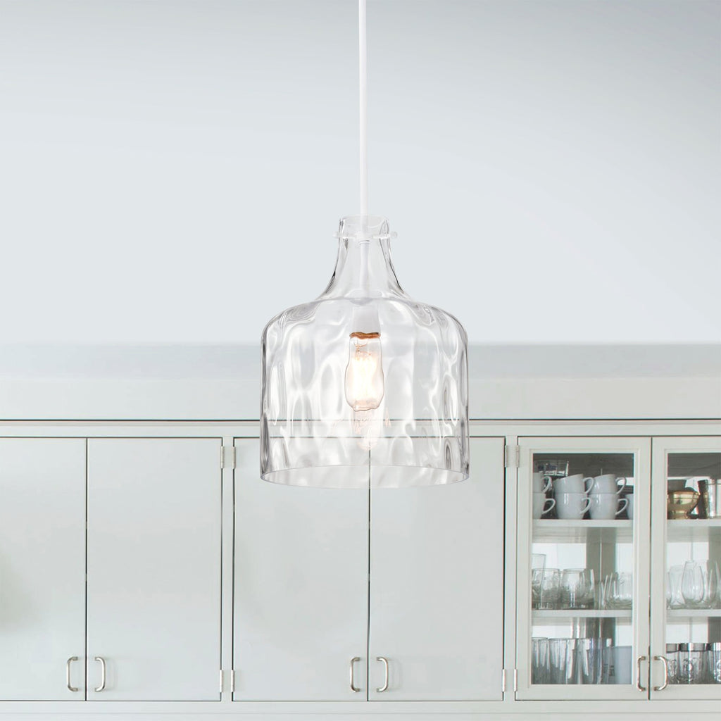 Suspension Daelan en verre transparent alvéolé à une lumière - 12 po