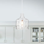 Suspension Daelan en verre transparent alvéolé à une lumière - 12 po