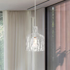 Suspension Daelan en verre transparent alvéolé à une lumière - 12 po