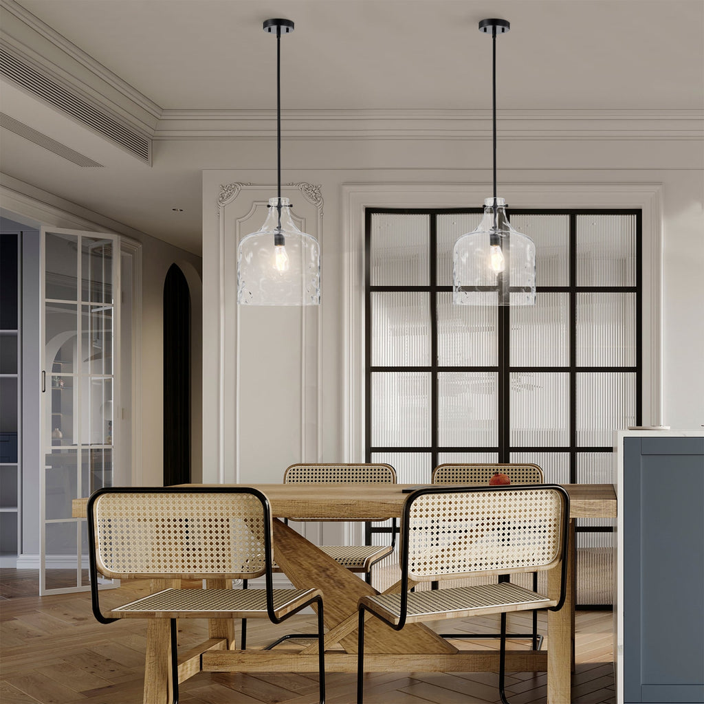 Suspension Daelan en verre transparent alvéolé à une lumière - 12 po