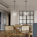 Suspension Daelan en verre transparent alvéolé à une lumière - 12 po