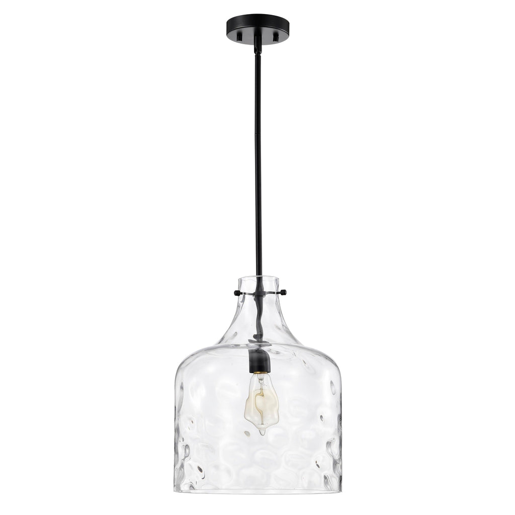 Suspension Daelan en verre transparent alvéolé à une lumière - 12 po
