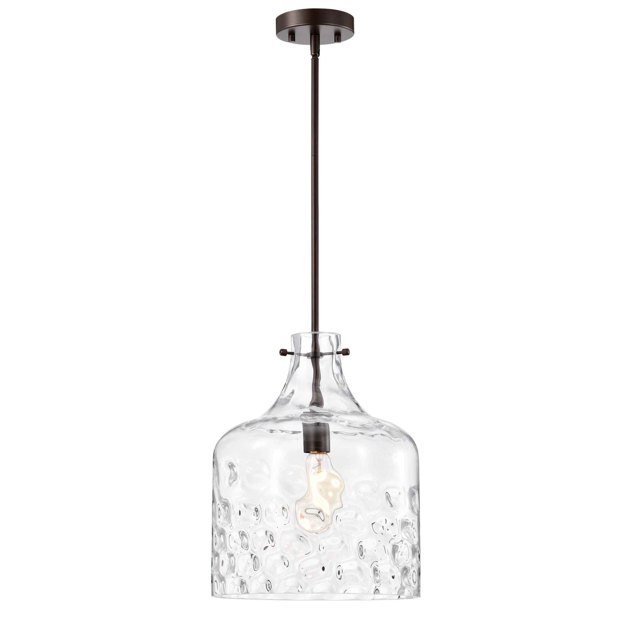Suspension Daelan en verre transparent alvéolé à une lumière - 12 po