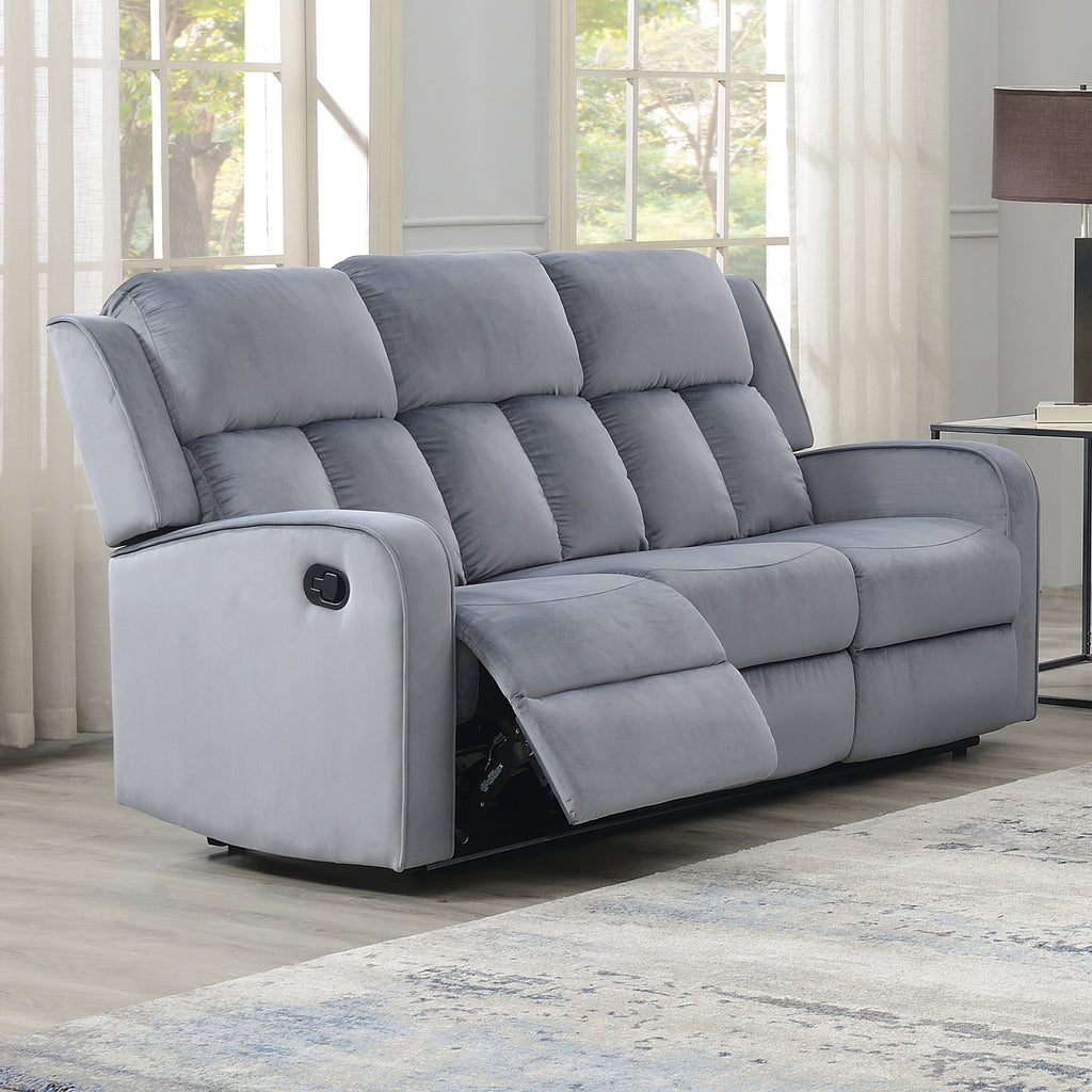 Canapé inclinable rembourré en tissu bleu-gris Dale