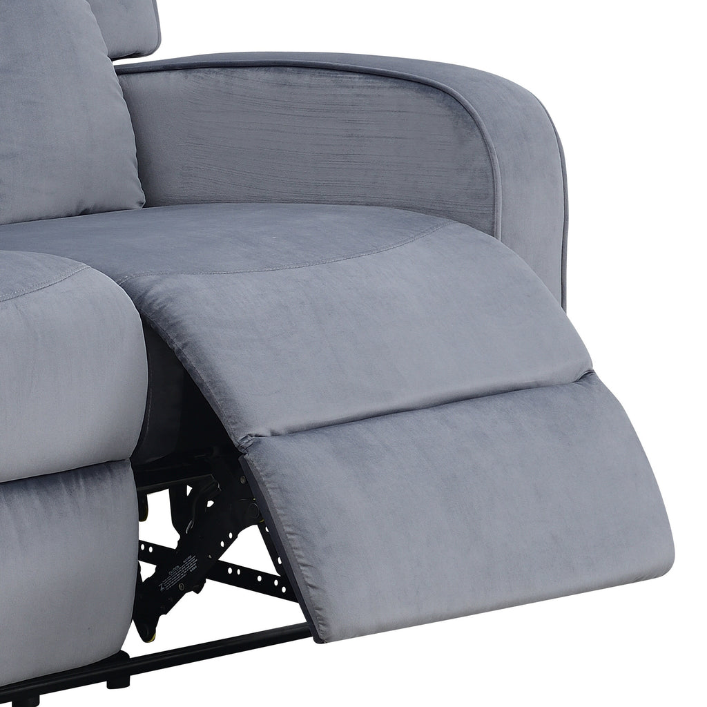 Canapé inclinable rembourré en tissu bleu-gris Dale