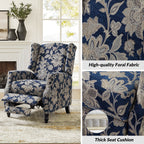 Fauteuil inclinable manuel Damaris de style milieu de siècle avec dossier à oreilles, lot de 2 par HULALA HOME