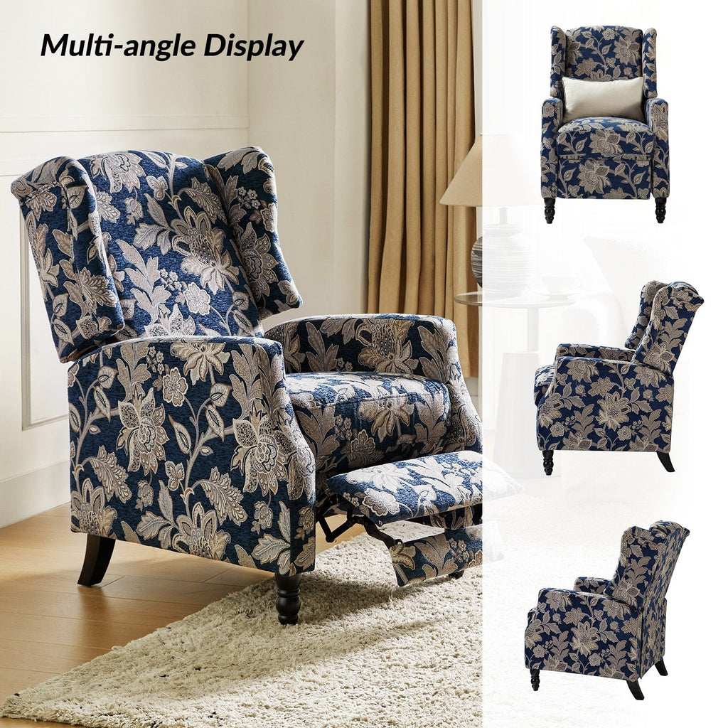 Fauteuil inclinable manuel Damaris de style milieu de siècle avec dossier à oreilles, lot de 2 par HULALA HOME