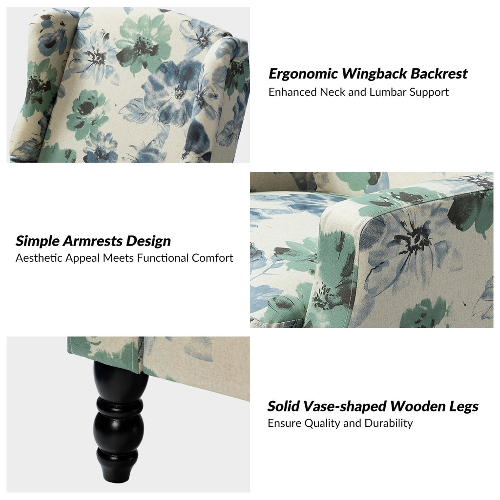 Fauteuil inclinable manuel Damaris de style milieu de siècle avec dossier à oreilles, lot de 2 par HULALA HOME