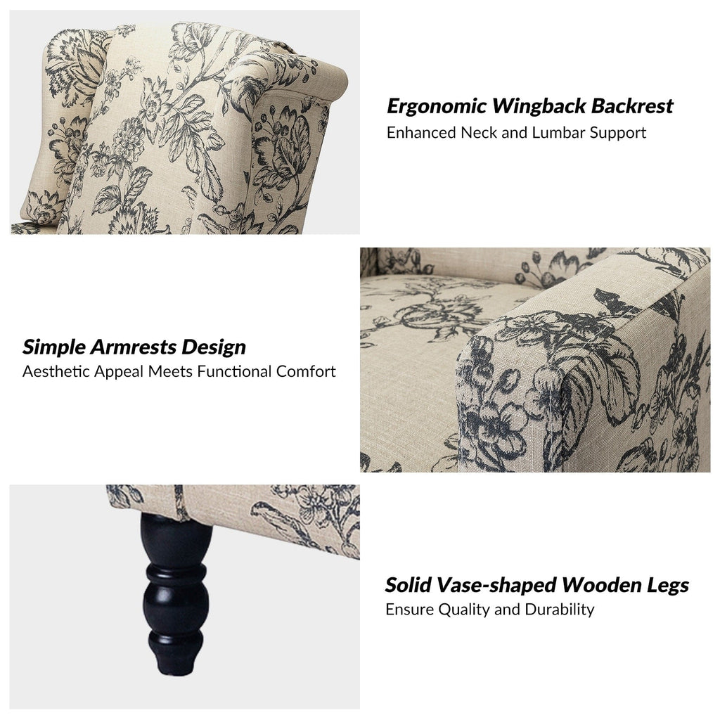 Fauteuil inclinable manuel Damaris de style milieu de siècle avec dossier à oreilles, lot de 2 par HULALA HOME