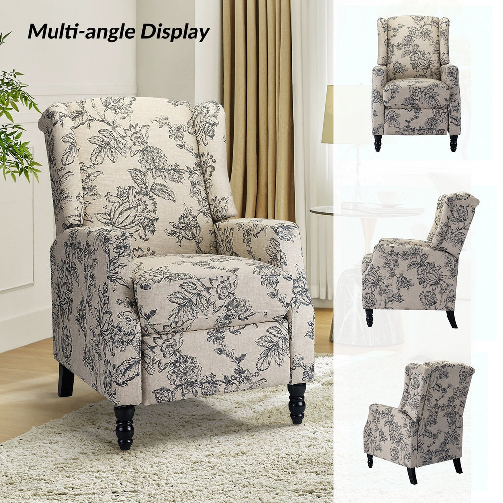 Fauteuil inclinable manuel Damaris de style milieu de siècle avec dossier à oreilles, lot de 2 par HULALA HOME