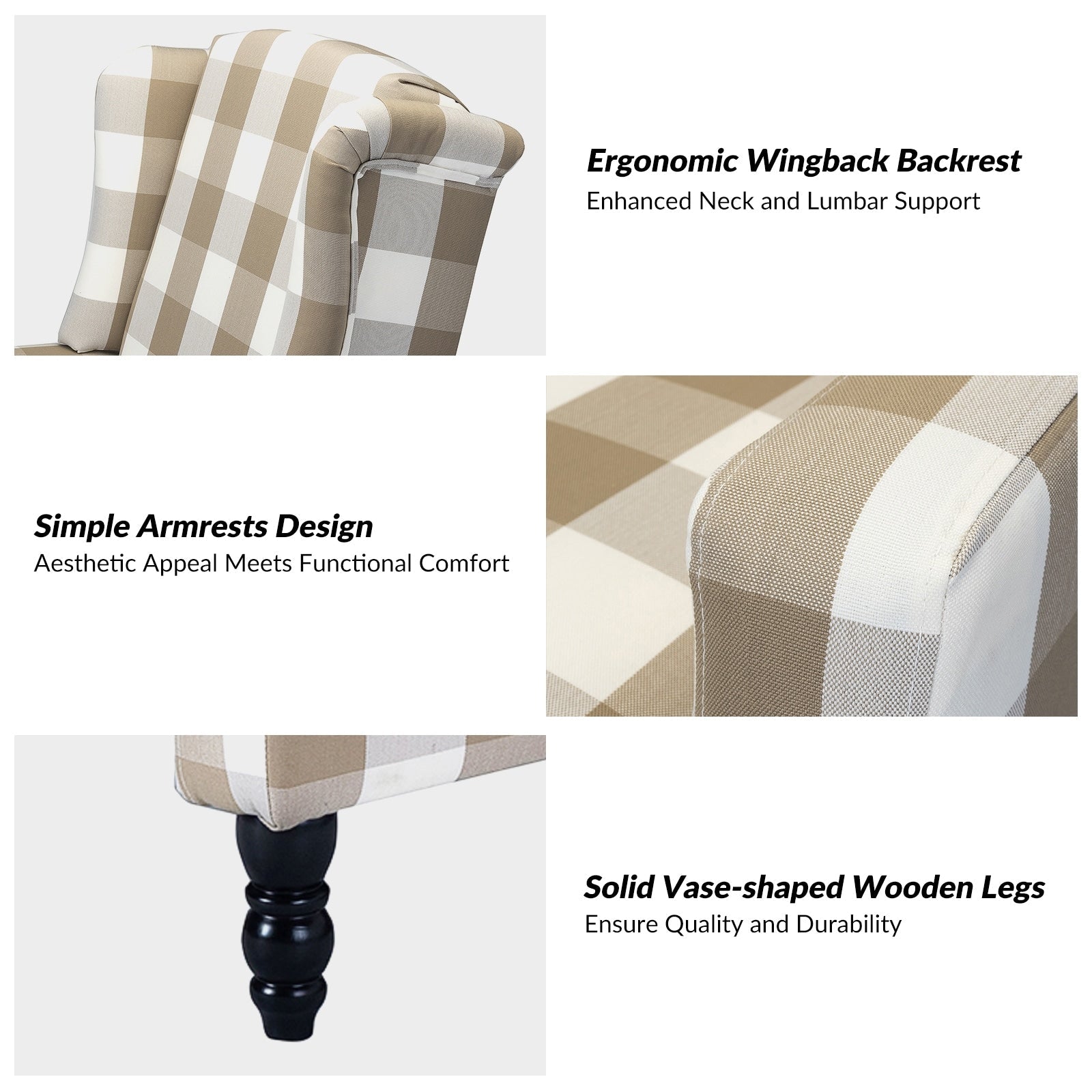 Fauteuil inclinable manuel Damaris de style milieu de siècle avec dossier à oreilles, lot de 2 par HULALA HOME