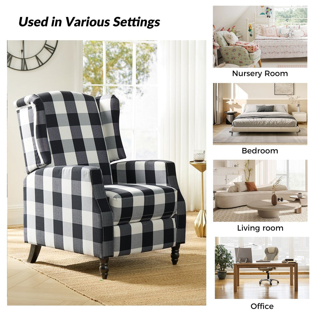 Fauteuil inclinable manuel Damaris de style milieu de siècle avec dossier à oreilles, lot de 2 par HULALA HOME