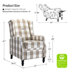 Fauteuil inclinable manuel Damaris de style Mid-Century Modern avec dossier à oreilles par HULALA HOME