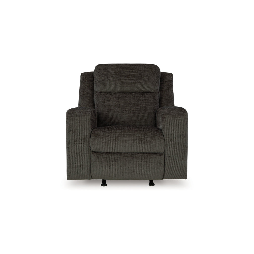 Fauteuil inclinable à bascule manuel Damon, peluche douce en polyester gris foncé