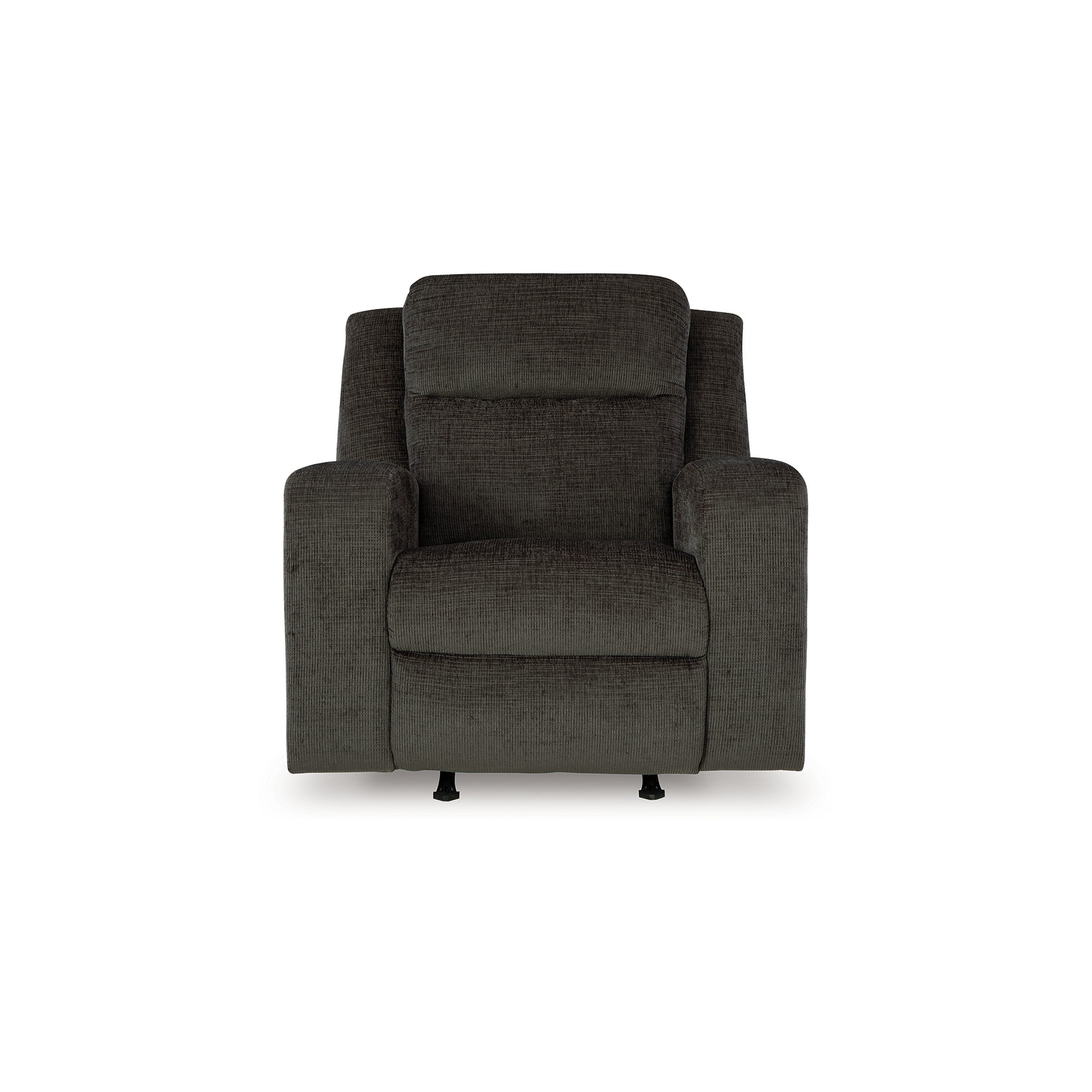 Fauteuil inclinable à bascule manuel Damon, peluche douce en polyester gris foncé