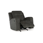 Fauteuil inclinable à bascule manuel Damon, peluche douce en polyester gris foncé