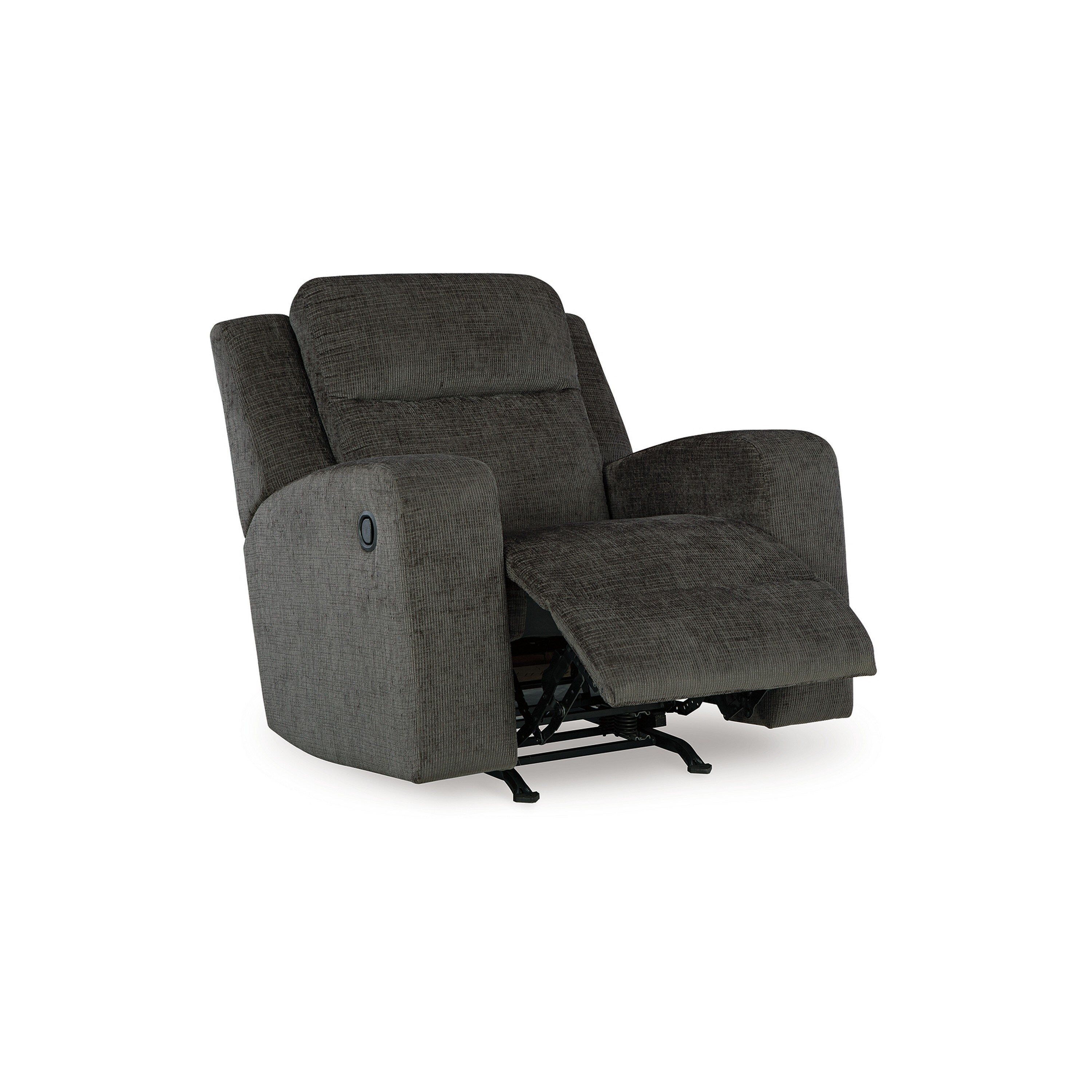 Fauteuil inclinable à bascule manuel Damon, peluche douce en polyester gris foncé