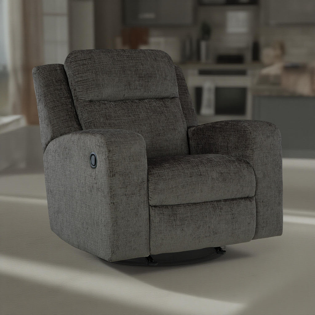 Fauteuil inclinable à bascule manuel Damon, peluche douce en polyester gris foncé