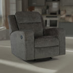 Fauteuil inclinable à bascule manuel Damon, peluche douce en polyester gris foncé