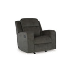 Fauteuil inclinable à bascule manuel Damon, peluche douce en polyester gris foncé