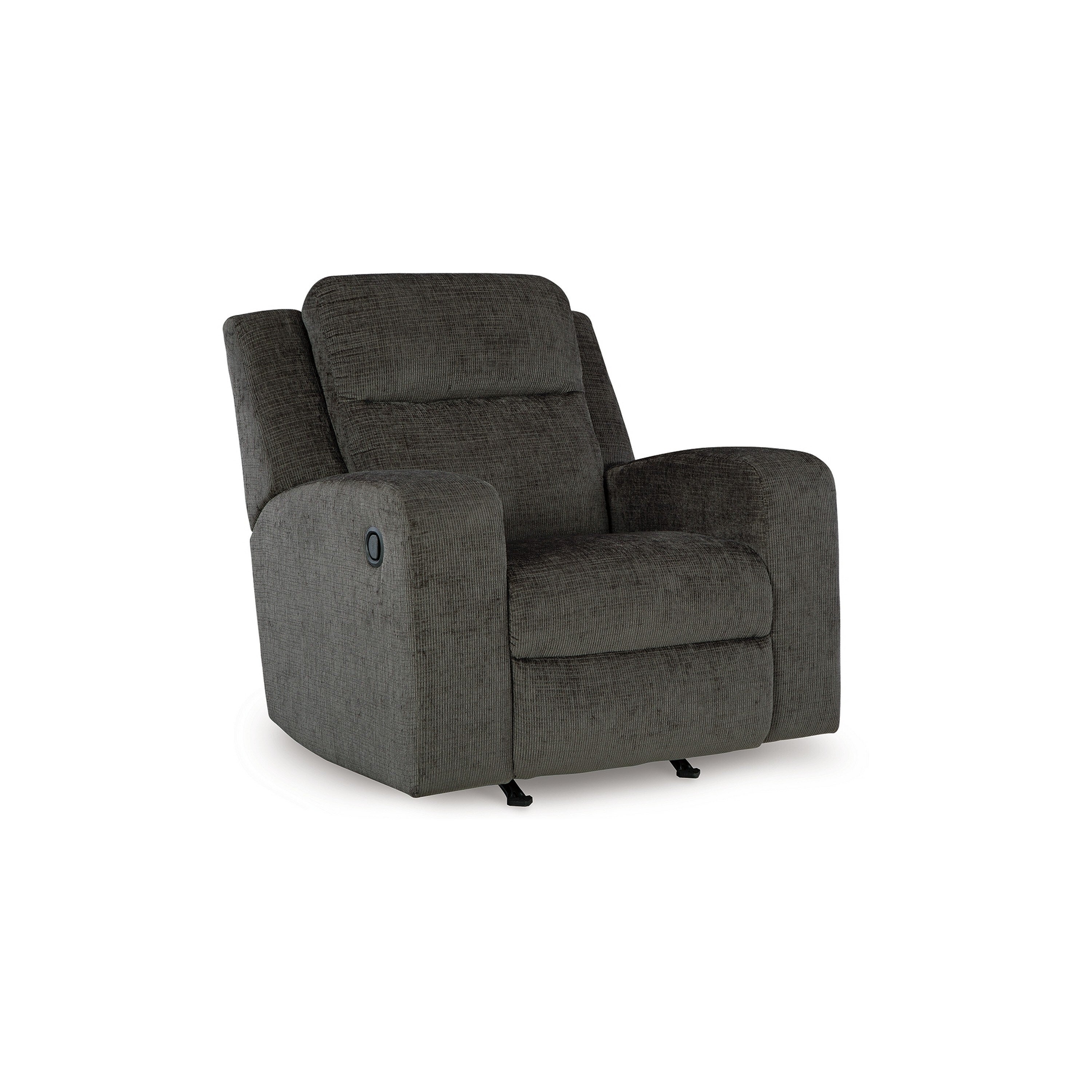Fauteuil inclinable à bascule manuel Damon, peluche douce en polyester gris foncé