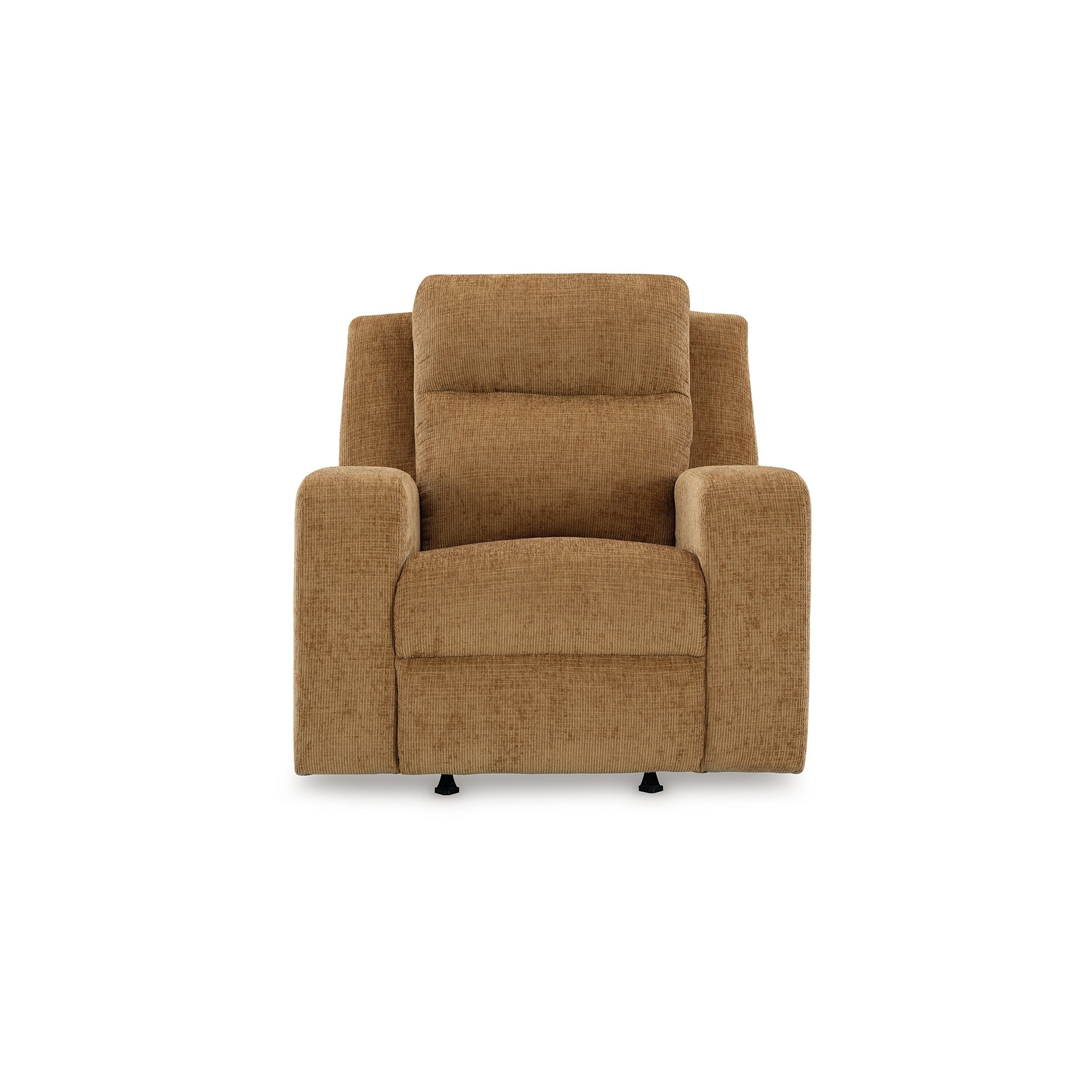 Fauteuil inclinable à bascule manuel Damon, peluche douce en polyester marron camel