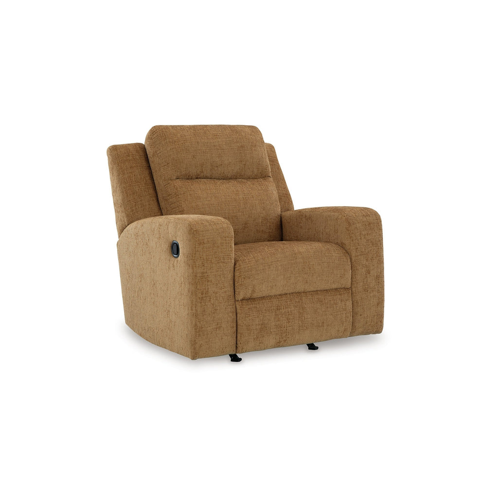 Fauteuil inclinable à bascule manuel Damon, peluche douce en polyester marron camel