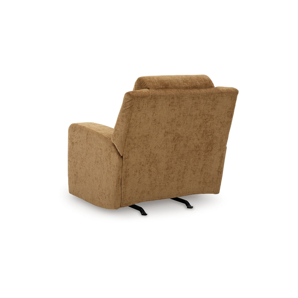 Fauteuil inclinable à bascule manuel Damon, peluche douce en polyester marron camel