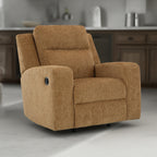 Fauteuil inclinable à bascule manuel Damon, peluche douce en polyester marron camel