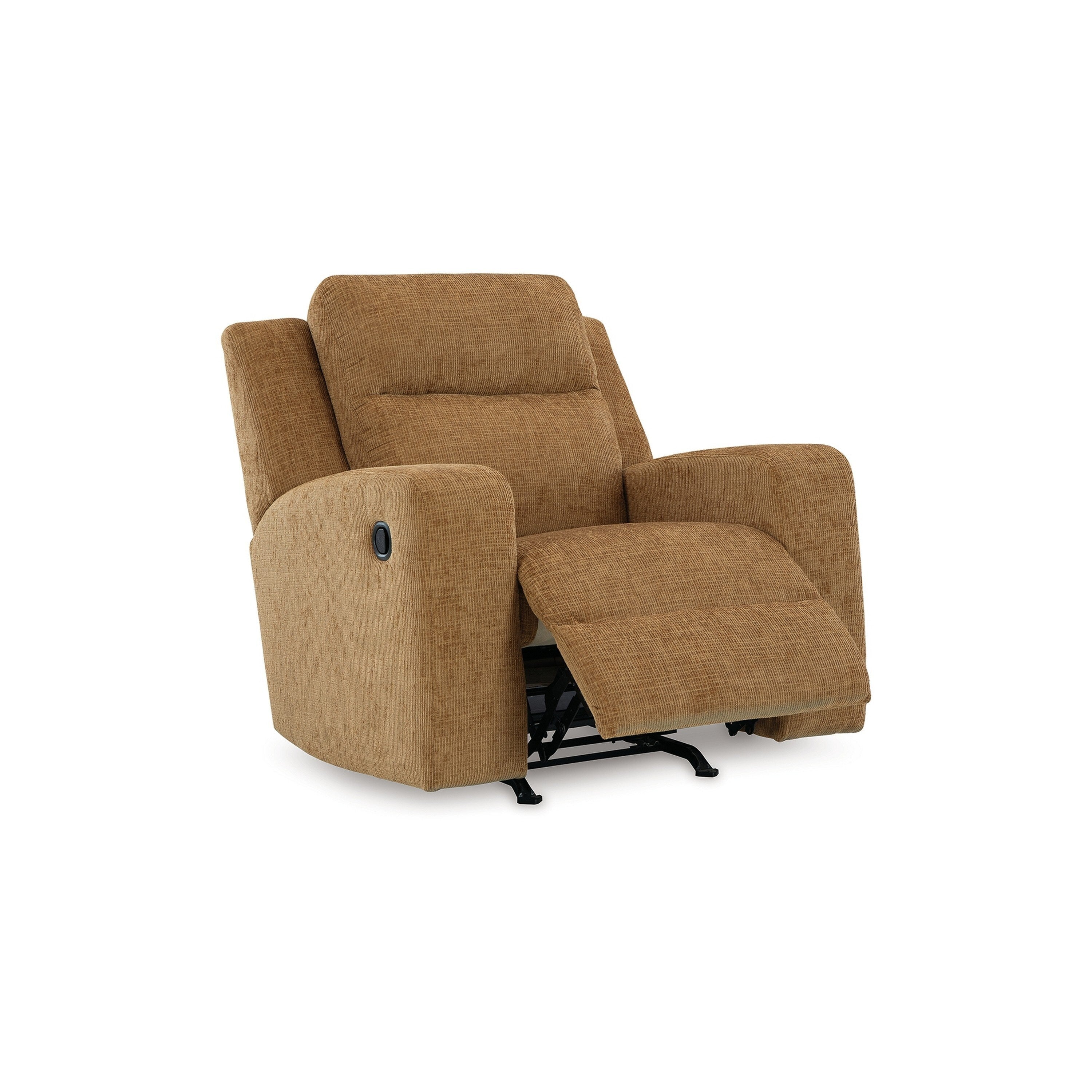 Fauteuil inclinable à bascule manuel Damon, peluche douce en polyester marron camel