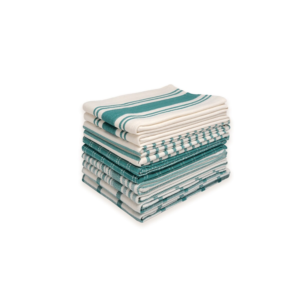 Lot de 10 torchons de cuisine plats en coton Dan River, assortis - 18''X28''