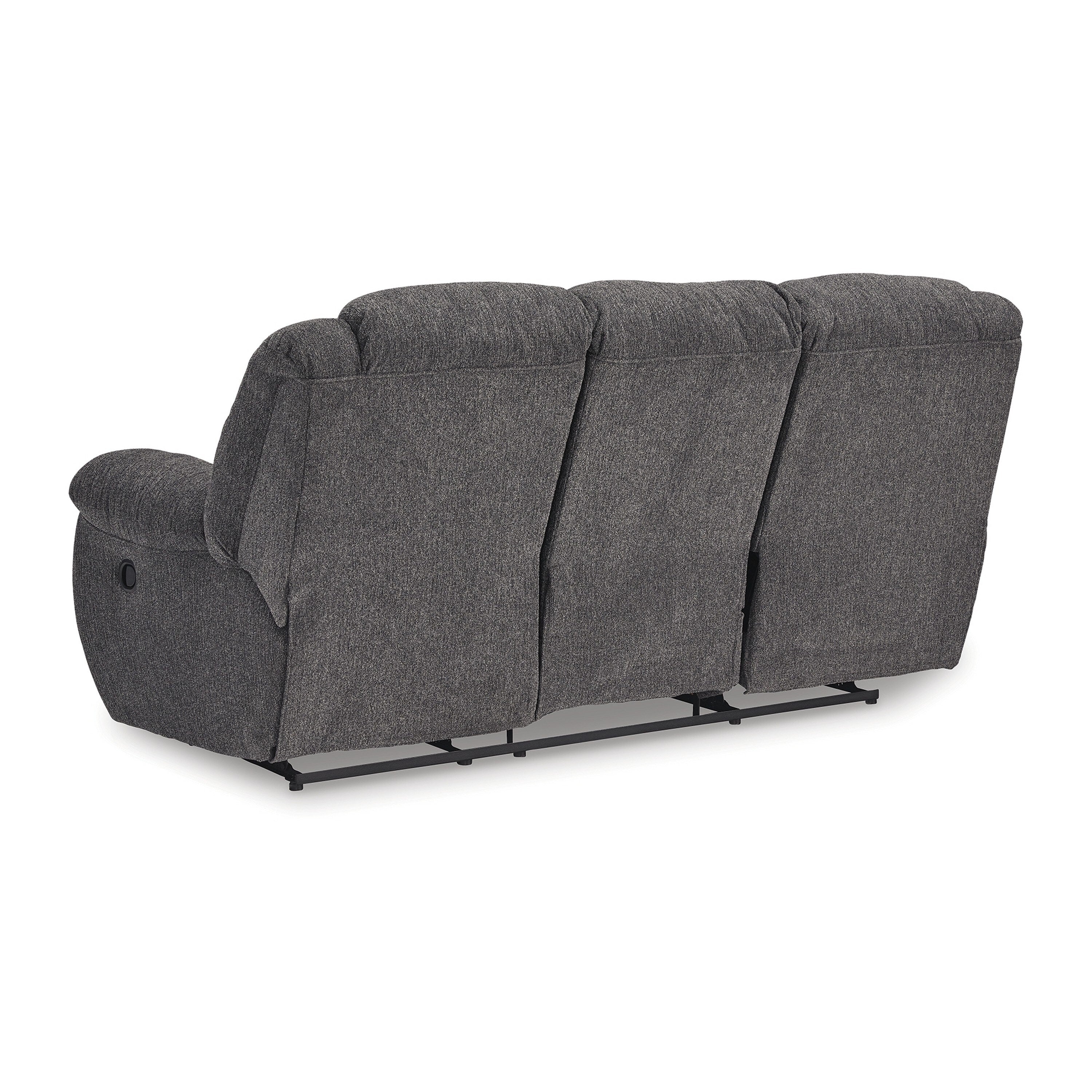 Canapé inclinable manuel Dane, polyester gris, accoudoirs coussinés, 220 cm