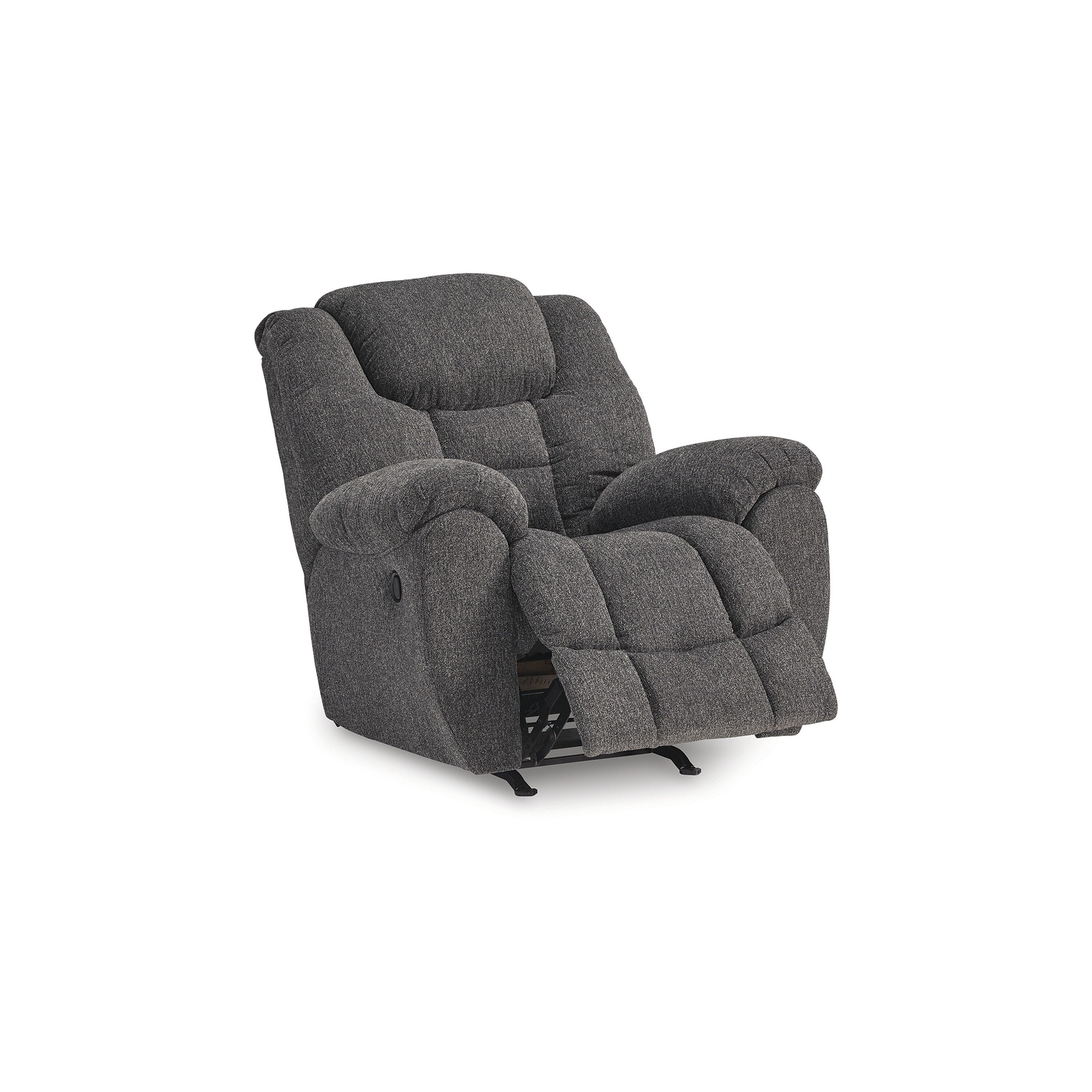 Fauteuil inclinable à bascule manuel Dane, polyester gris, accoudoirs coussinés