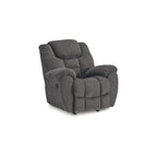 Fauteuil inclinable à bascule manuel Dane, polyester gris, accoudoirs coussinés