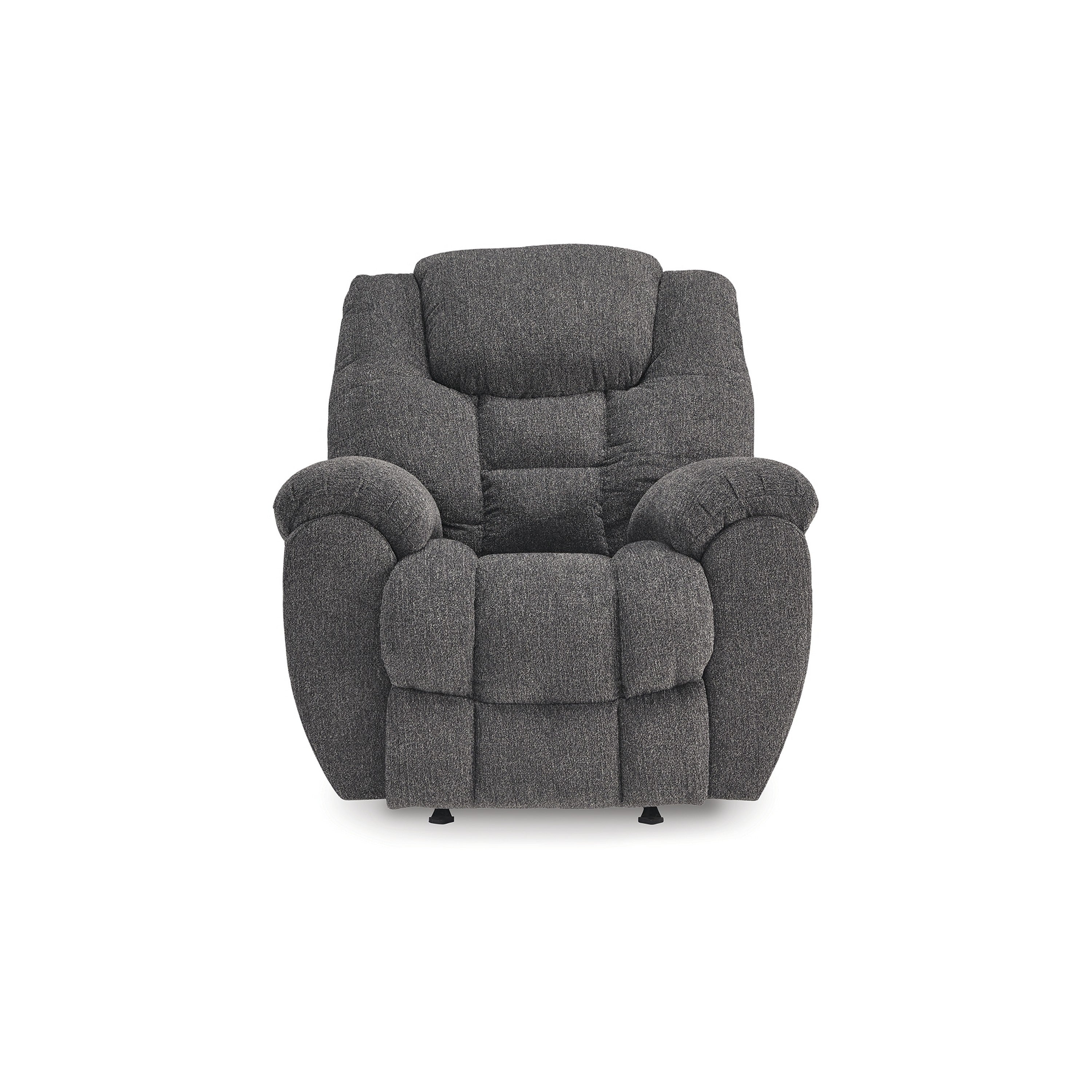 Fauteuil inclinable à bascule manuel Dane, polyester gris, accoudoirs coussinés