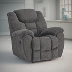 Fauteuil inclinable à bascule manuel Dane, polyester gris, accoudoirs coussinés