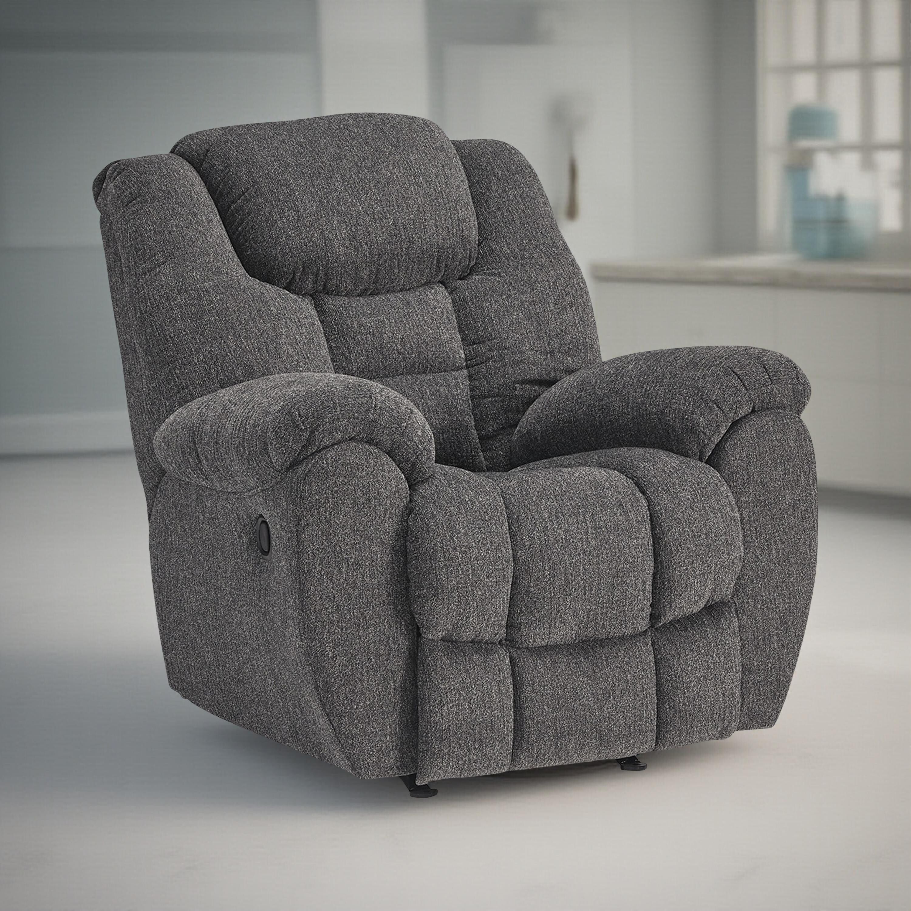Fauteuil inclinable à bascule manuel Dane, polyester gris, accoudoirs coussinés