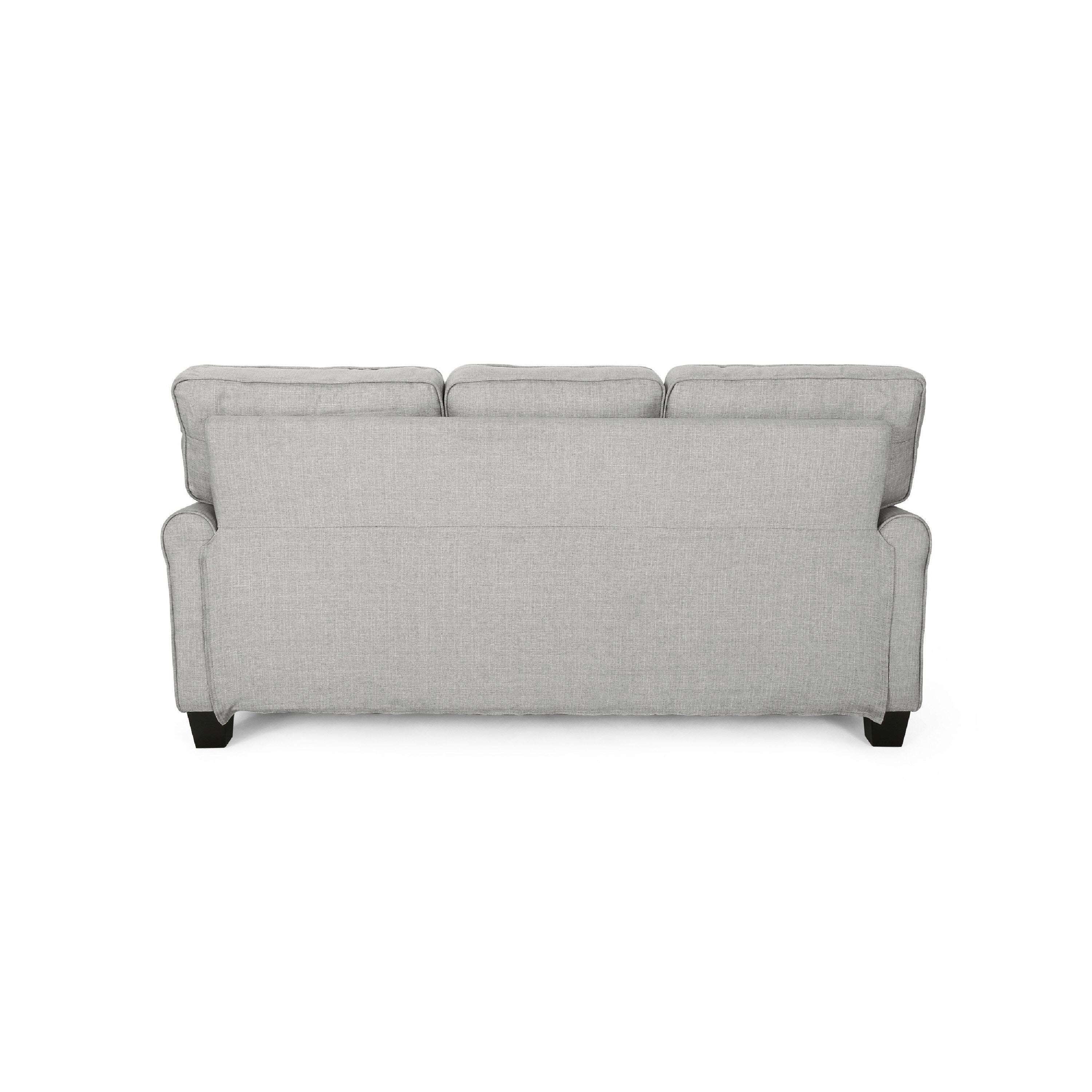 Canapé 3 places Danny, tissu gris clair moderne et sièges moelleux, 76 pouces