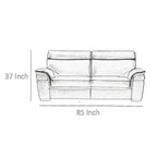 Canapé Danny, cuir italien gris clair, coussins en mousse, pieds en bois, 215 cm