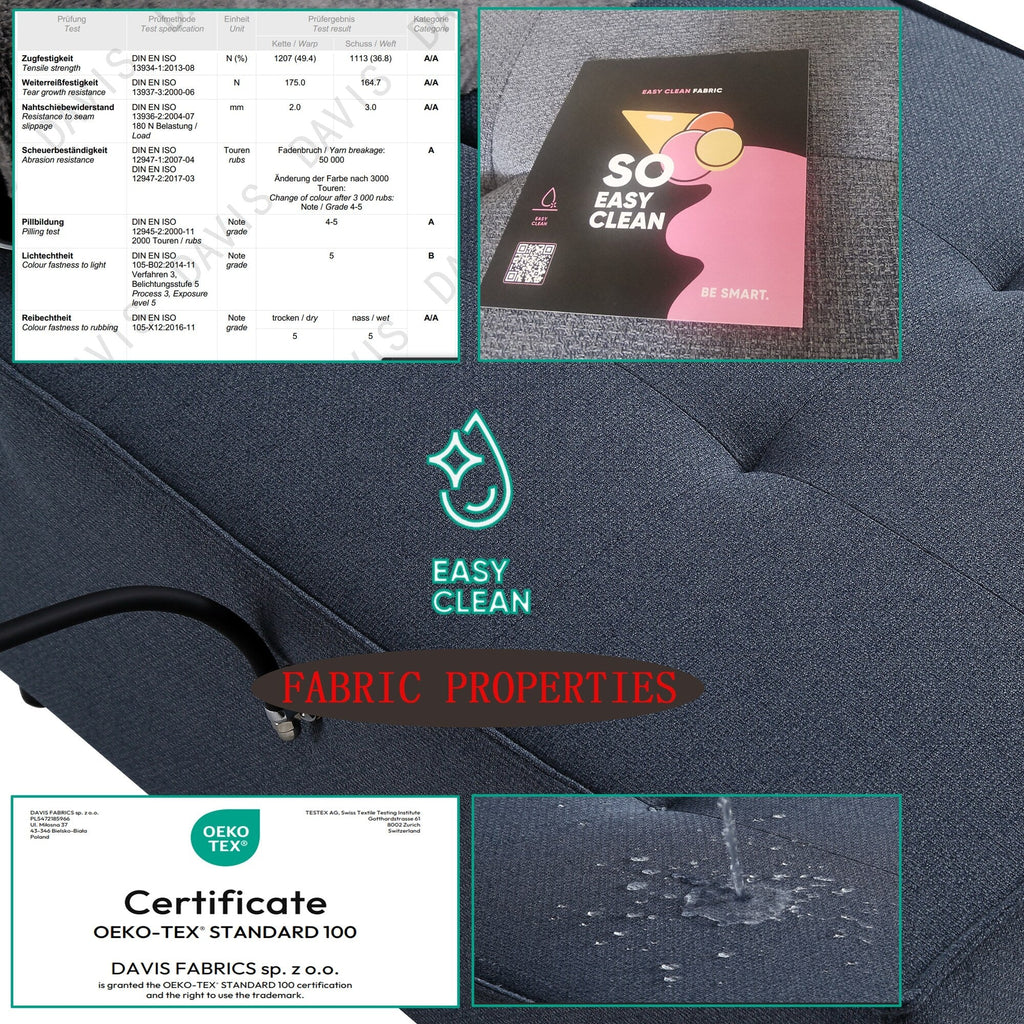 Canapé-lit en tissu imperméable bleu foncé avec haut-parleur Bluetooth