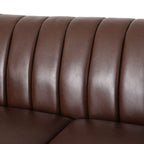Canapé Chesterfield marron foncé 61,75 po avec clous et pieds en bouleau pour le salon
