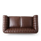 Canapé Chesterfield marron foncé 61,75 po avec clous et pieds en bouleau pour le salon